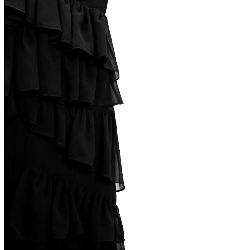 Black Ruffled Midi Dress - Picture 4 of 4
